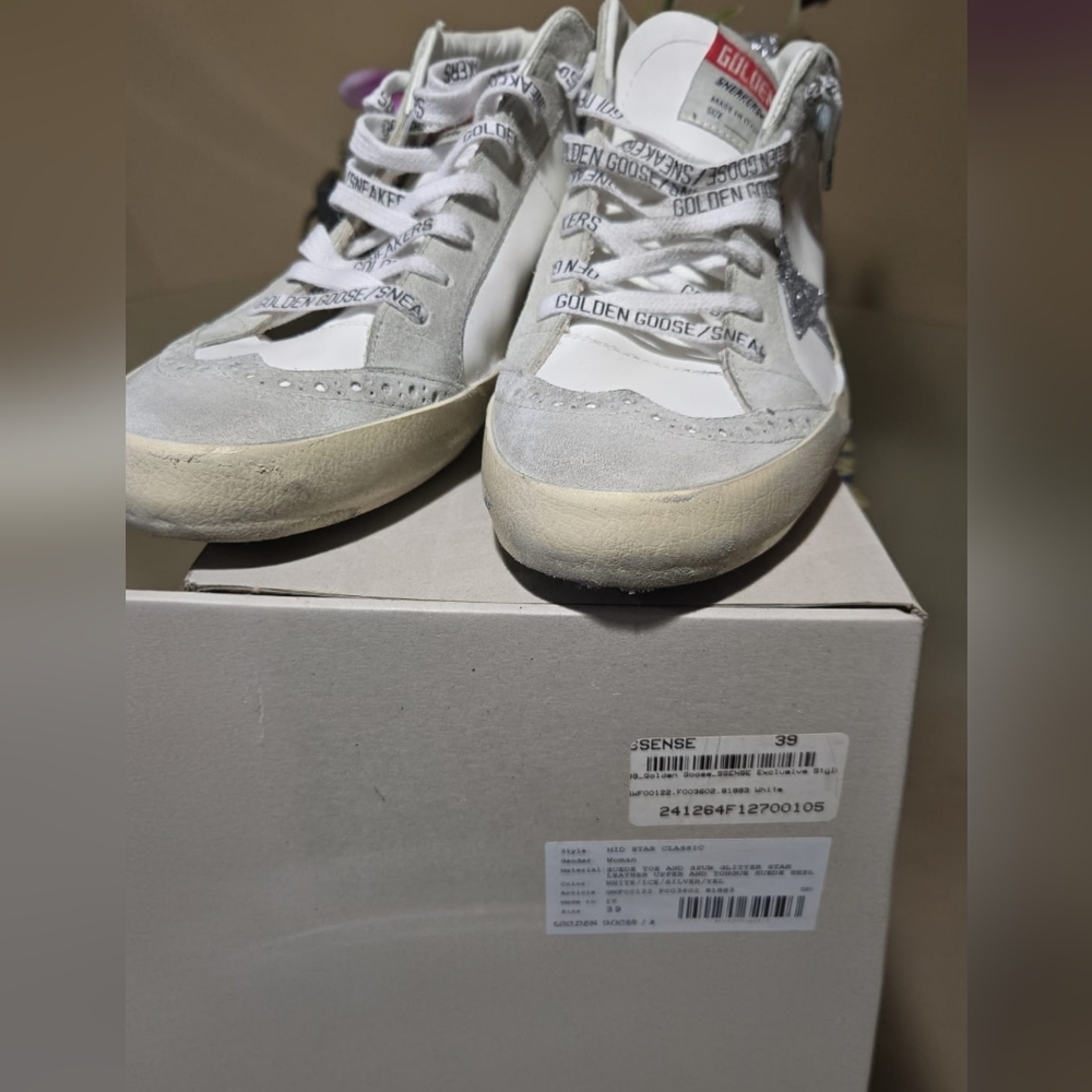 Golden Goose White and Gray High-Top Sneakers